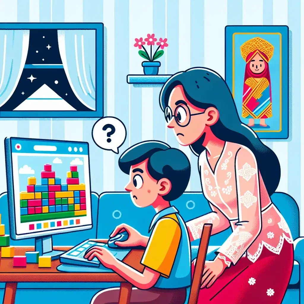 "Grafik menunjukkan permintaan pemerintah Indonesia untuk Roblox membatasi fitur chat dan menghapus konten berbahaya demi meningkatkan keamanan anak-anak saat bermain game online."